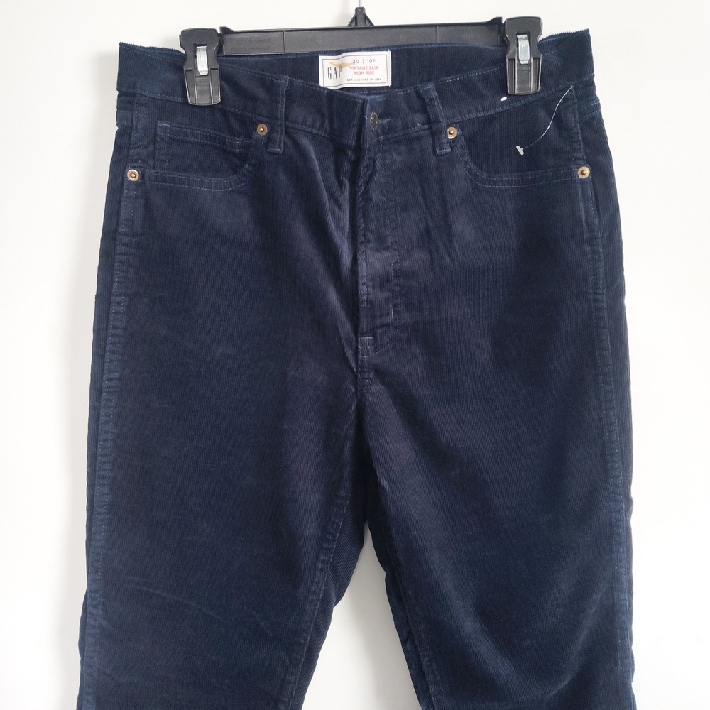 New Gap Pants Size 10 Corduroy Blue Vintage Slim High Rise Preppy Warm Apres Ski - Picture 3 of 7